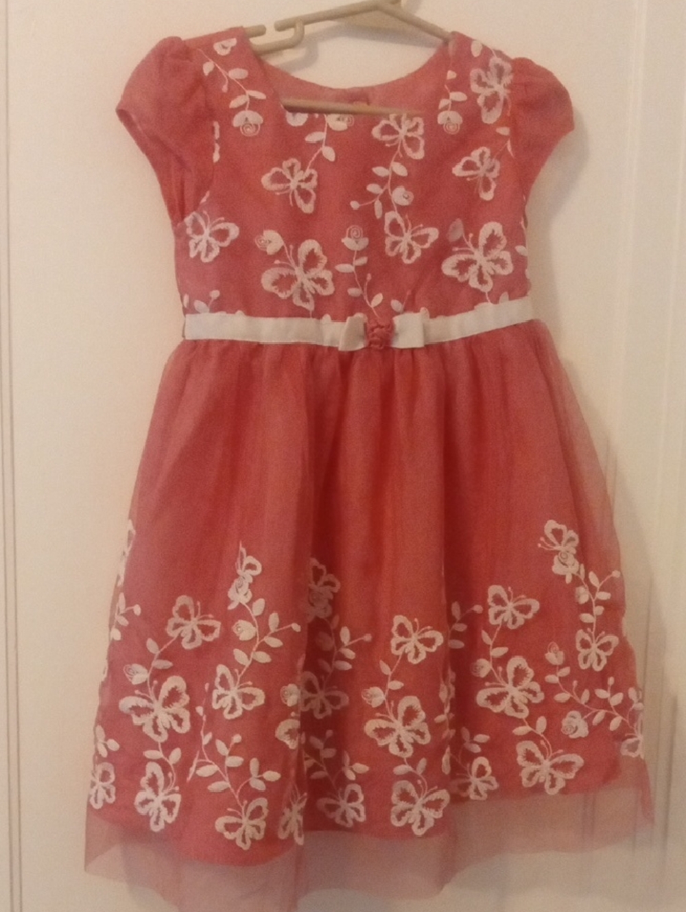 girls 4t pink Floral Embroidered tutu dress